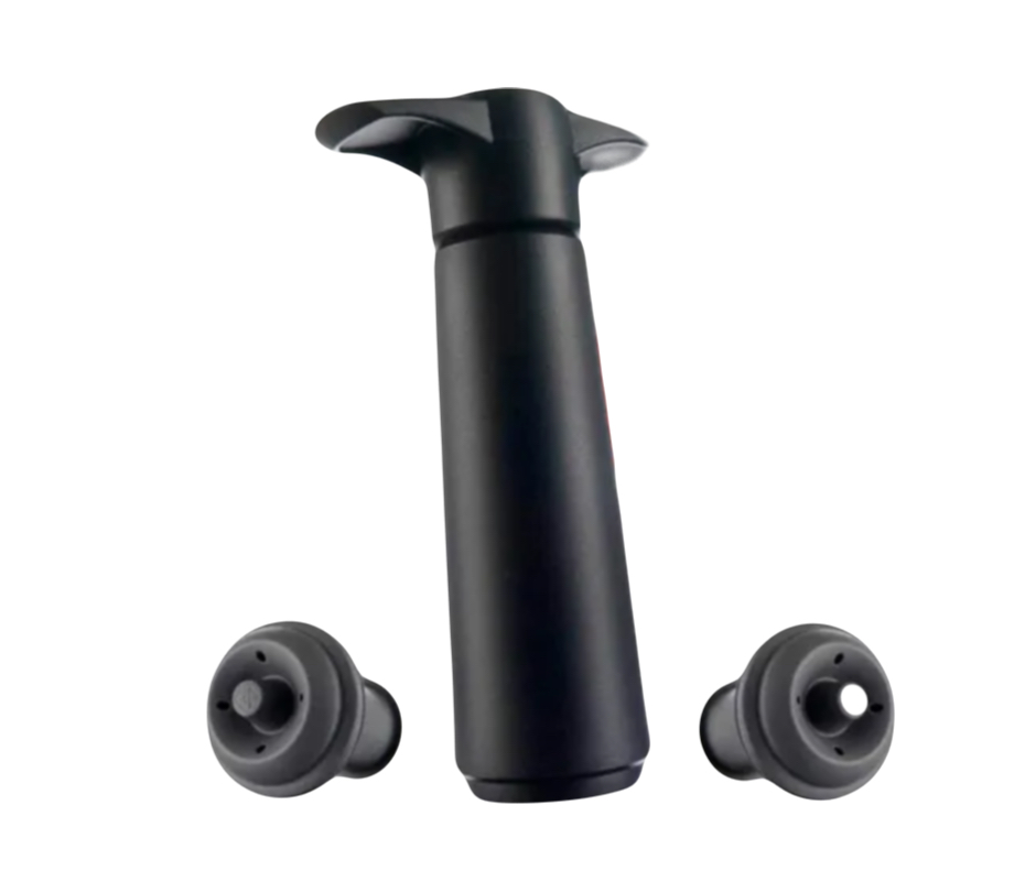 BOMBA DE VACIO VACUVIN+ 2 TAPONES NEGRO