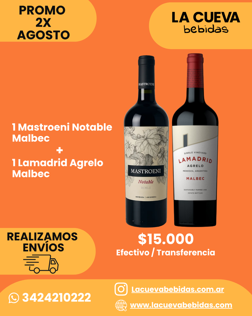 PROMO X2 MASTROENI NOTABLE + LAMADRID MALBEC