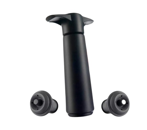 BOMBA DE VACIO VACUVIN+ 2 TAPONES NEGRO