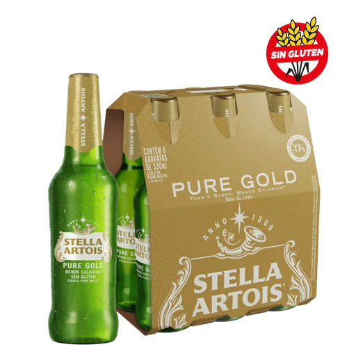 SIX PACK STELLA ARTOIS PURE GOLD PININA 330CC  (SIN GLUTEN)